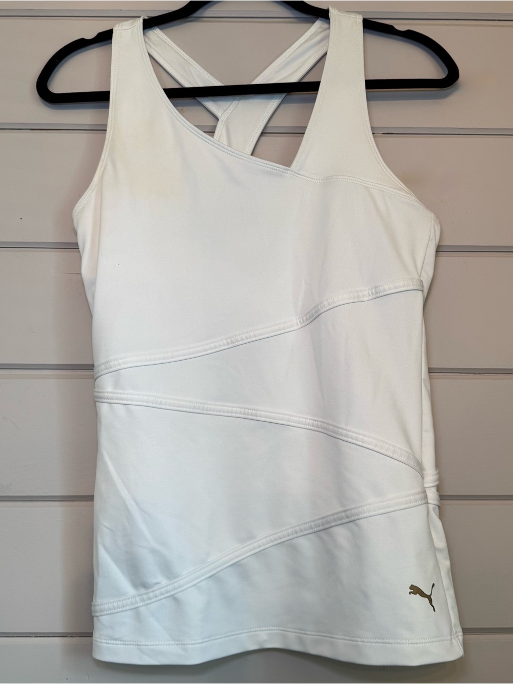 Puma Women’s White Asymmetrical Racerback Workout Tank Top